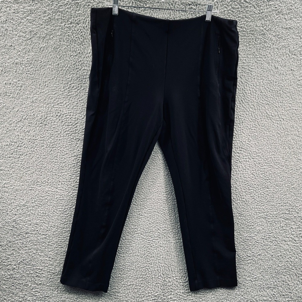 Chicos Womens‎ Minimalist Pull On Pants L Black Straight Stretch Career Office